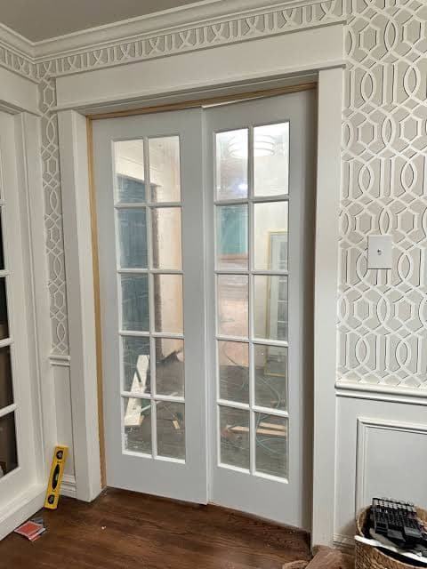 White interior French doors with divided glass lites